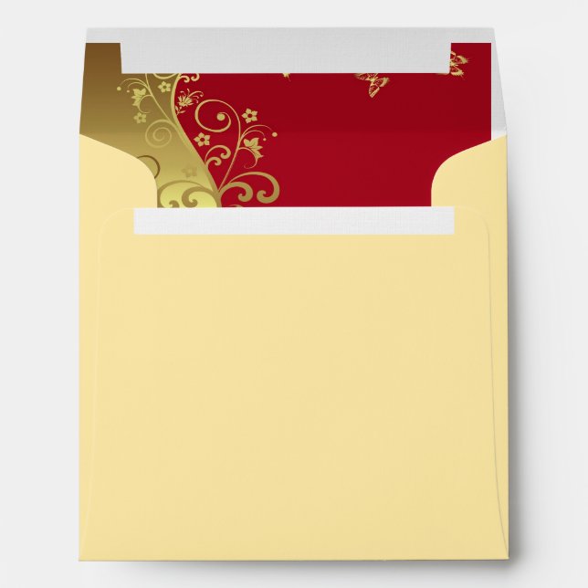 Invitation Envelope--Red & Gold Swirls Envelopes (Back (Bottom))