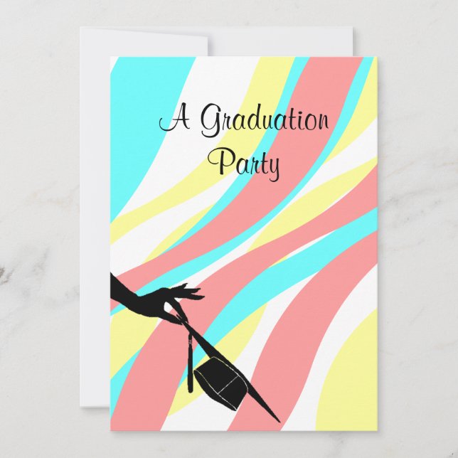Invitation Festive Streamers cap remove Graduation (Front)