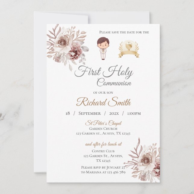 Invitation First Boy Communion (Front)