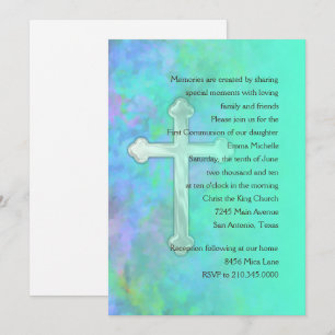 Invitation First Communion Abstract with Cross