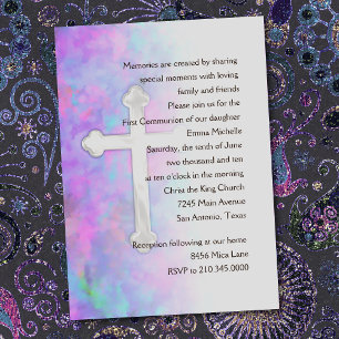 Invitation First Communion Abstract with Cross