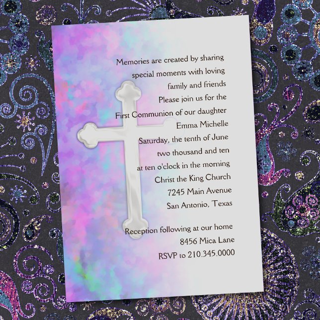 Invitation First Communion Abstract with Cross (Creator Uploaded)