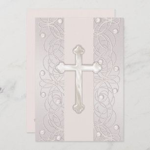 Invitation First Communion "Embossed" Cross