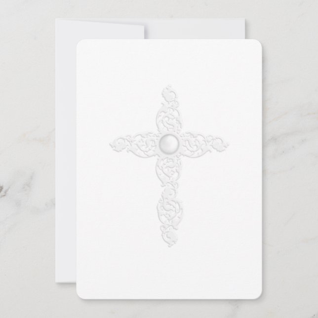 Invitation First Communion "Embossed" Cross (Front)