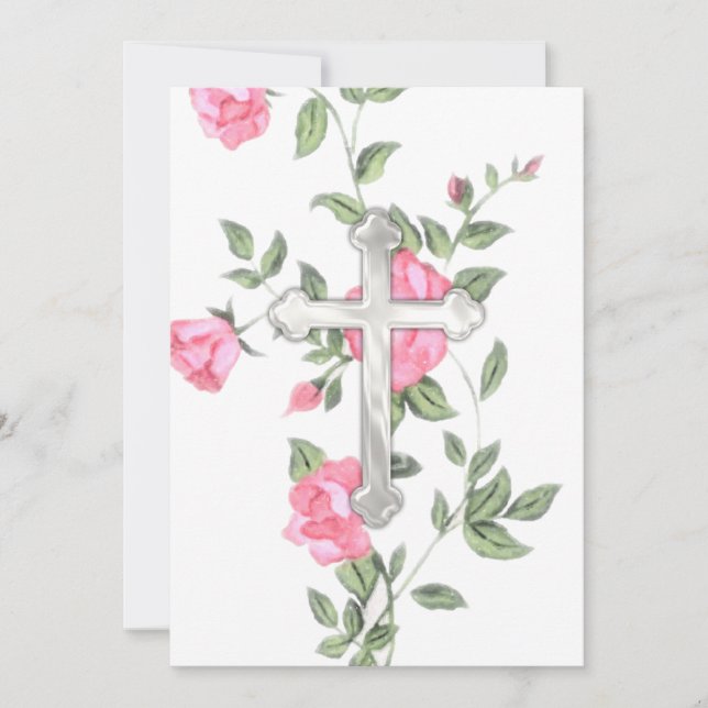 Invitation First Communion "Embossed" Cross (Front)