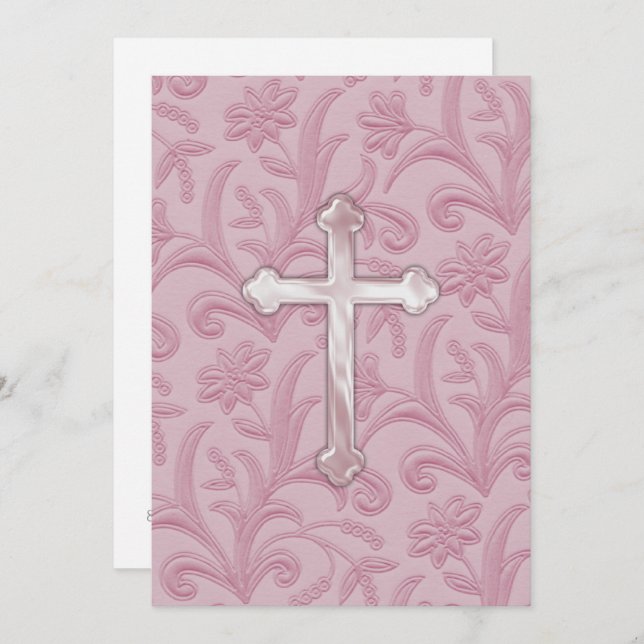 Invitation First Communion "Embossed" Cross (Front/Back)