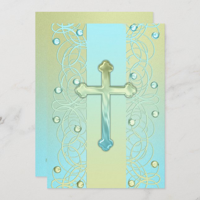 Invitation First Communion "Embossed" Cross (Front/Back)