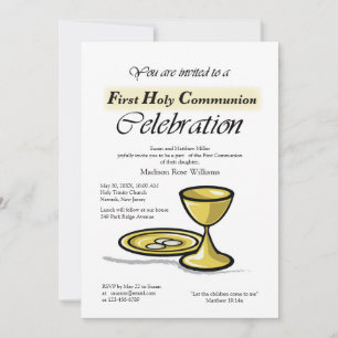 Invitation First Communion Gold Chalice, Paten