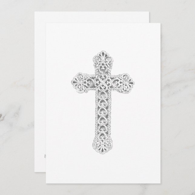 Invitation First Communion Ornate Cross (Front/Back)