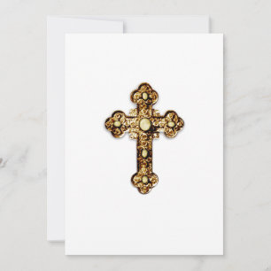 Invitation First Communion Ornate Gold Cross