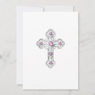 Invitation First Communion Ornate Silver Cross