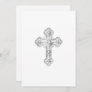Invitation First Communion Ornate Silver Cross