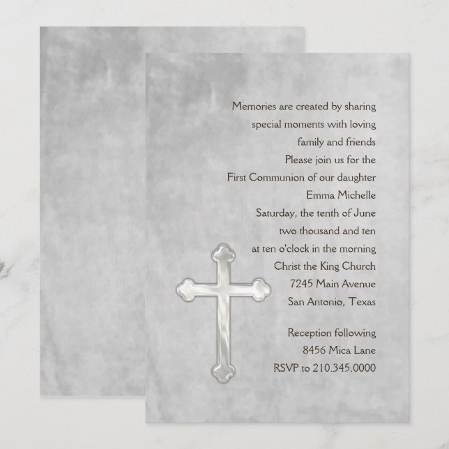 Invitation First Communion Watercolor (Front/Back)