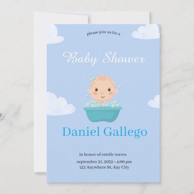 Invitation for a Baby Shower Boy - Sweet (Front)