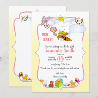 invitation for baby introduction, girl