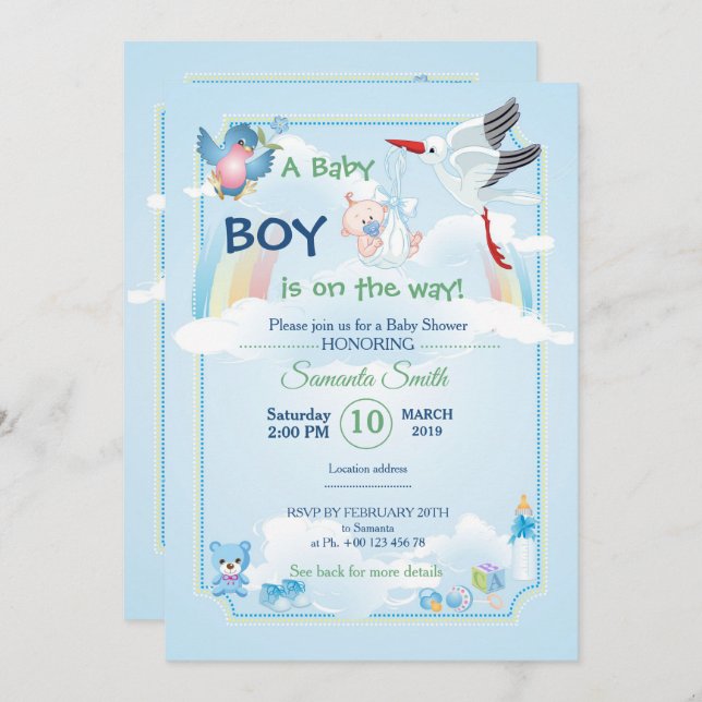 invitation for baby shower, it is a boy (Front/Back)