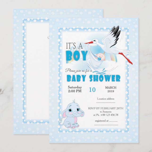 invitation for baby shower, it is a boy (Front/Back)