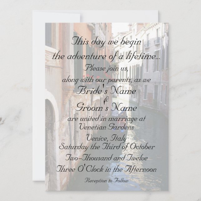 Invitation for Venice Themed Wedding (Front)