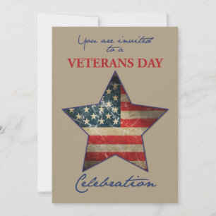 Invitation for Veterans Day Event Old Flag Star