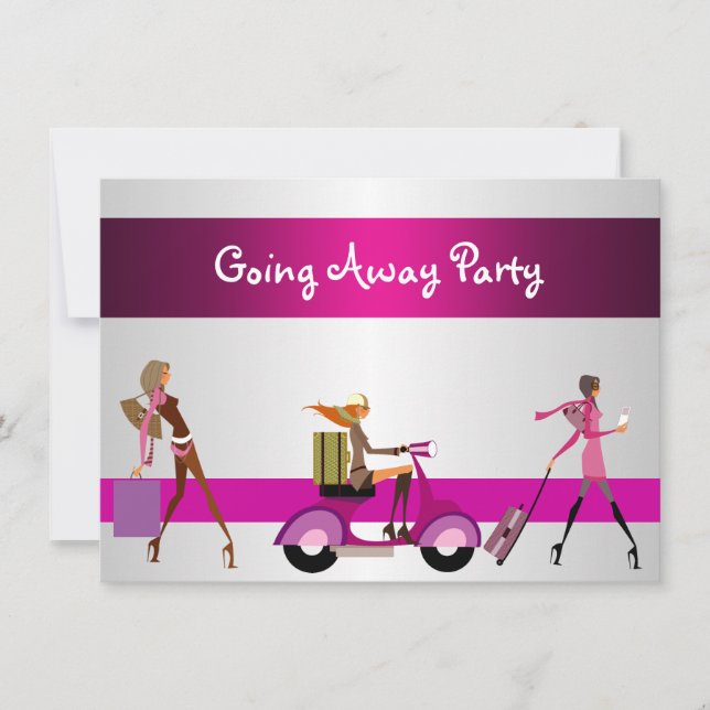 Invitation Going Away Party Girls Bike Luggage Fun (Front)