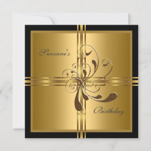 Invitation Gold Flowers Abstract