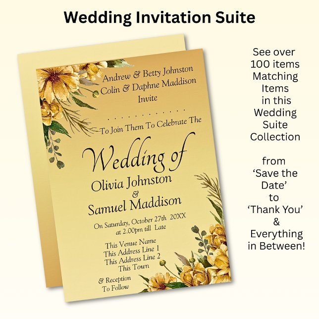 Invitation Golden Yellow Flowers Wedding Suite (Creator Uploaded)