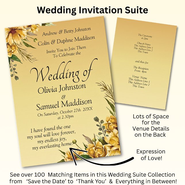 Invitation Golden Yellow Flowers Wedding Suite (Creator Uploaded)