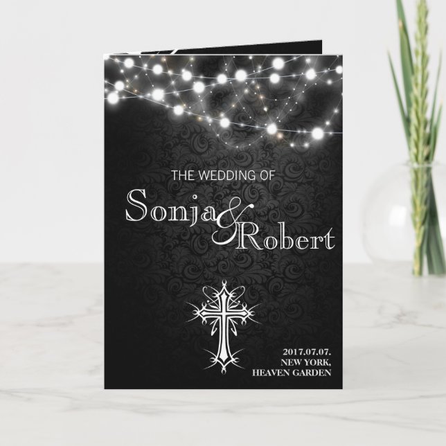 Invitation - Gothic Black with White Lights (Front)