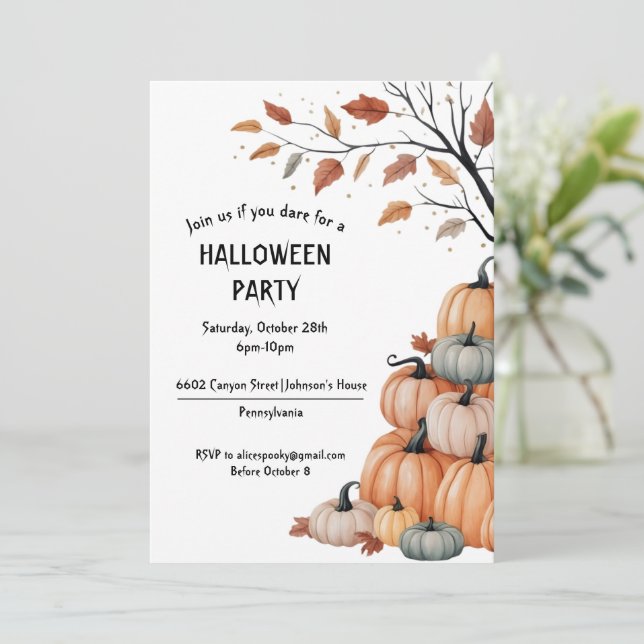Invitation Halloween Party With Otoñal Pumpkin (Standing Front)