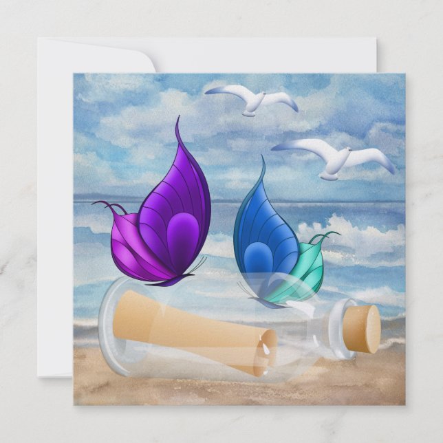 "Invitation in a Bottle" - Beach Invitation - SRF (Front)
