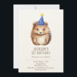 Invitation kids birthday, simple cute Hedgehog<br><div class="desc">Easy to customise for ANY AGE with all your party details! Features a cute modern hedgehog in a watercolor style graphic,  and simple typography. Gender neutral,  this beautiful invitation is ideal for boys and girls. Add other items to create a matching set of party supplies.</div>