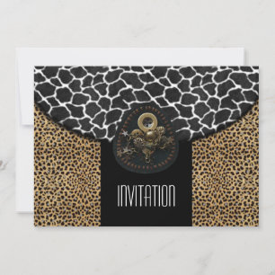 Invitation Leopard Black White Cow Print