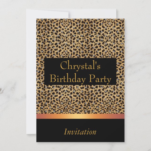 Invitation Leopard Print Invite Birthday Party (Front)