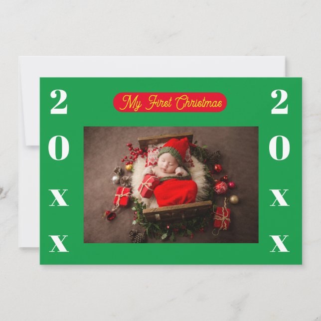 Invitation -My First Christmas - Add Photo/Year (Front)