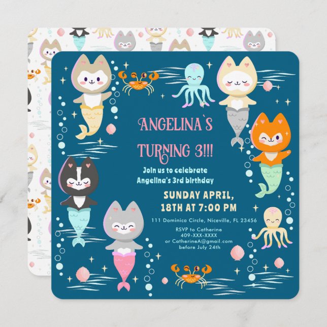 Invitation Nautical Themed Birthday. (Front/Back)