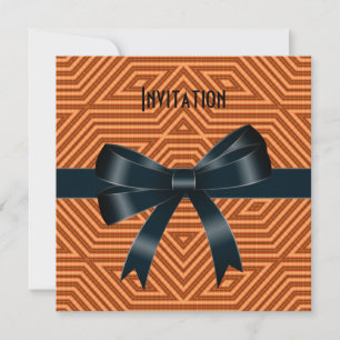Invitation Occasions Orange Stripe Black Bow