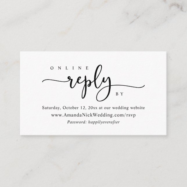 Invitation online RSVP, Wedding Website Card (Front)