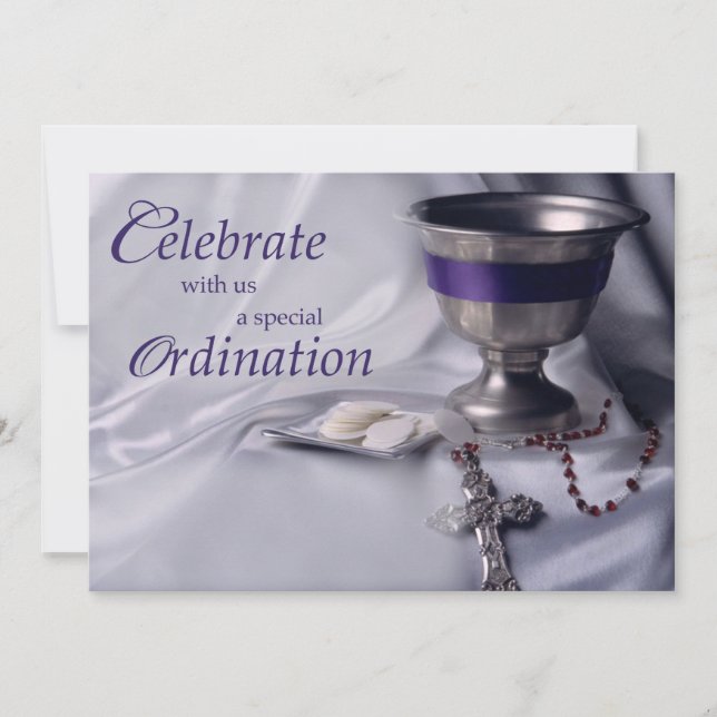Invitation Ordination Chalice, Host, Rosary (Front)
