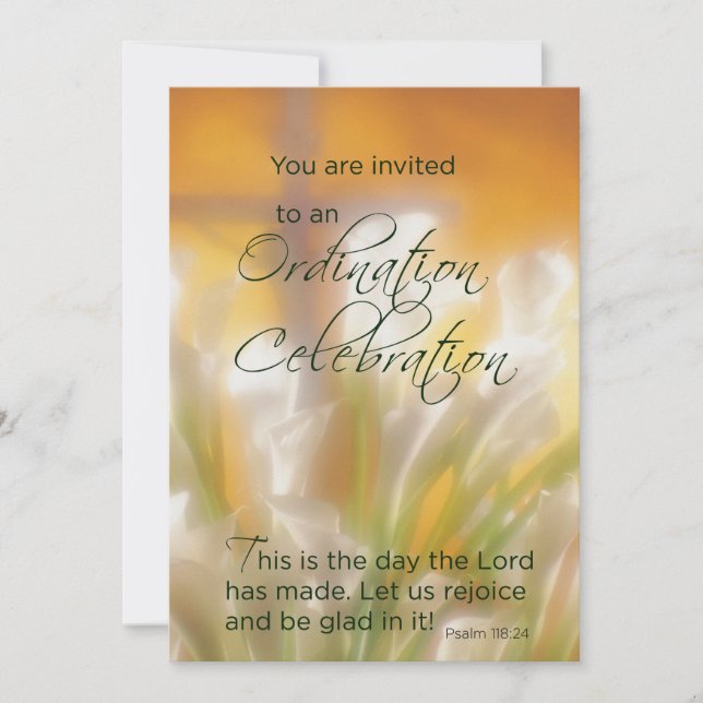 Invitation Ordination Lilies & Cross (Front)