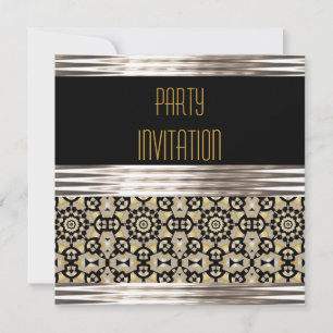 Invitation Party Art Deco Black Silver Gold