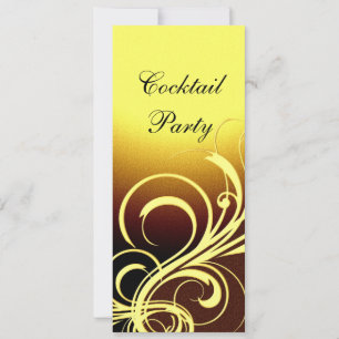 Invitation Party Elegant Yellow Gold Brown Floral