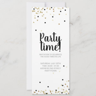 Invitation Party Time Gold Confetti Hand Lettering