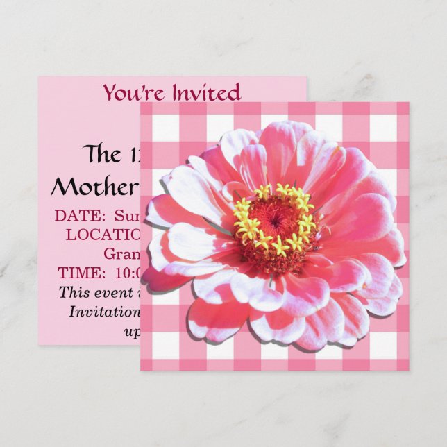 Invitation - Pink Zinnia (Front/Back)
