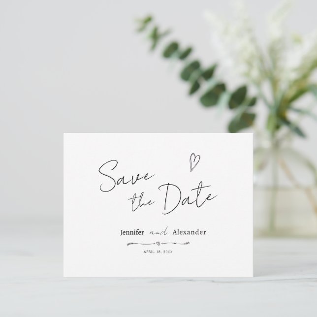 Invitation Postcar Save The Date modern horizontal Postcard (Standing Front)
