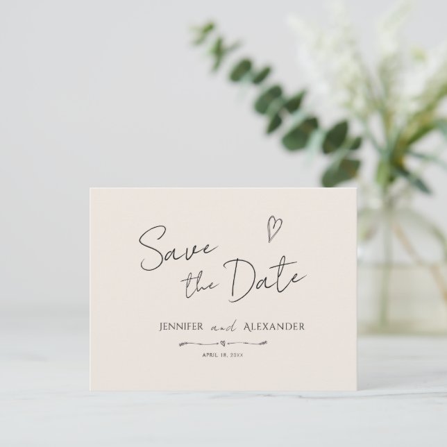 Invitation Postcar Save The Date modern horizontal Postcard (Standing Front)