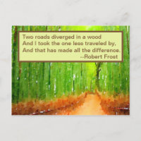 Invitation Postcard - Robert Frost Roads Quote