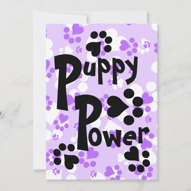 Invitation - Puppy Power - Puppy Paw Prints (Front)