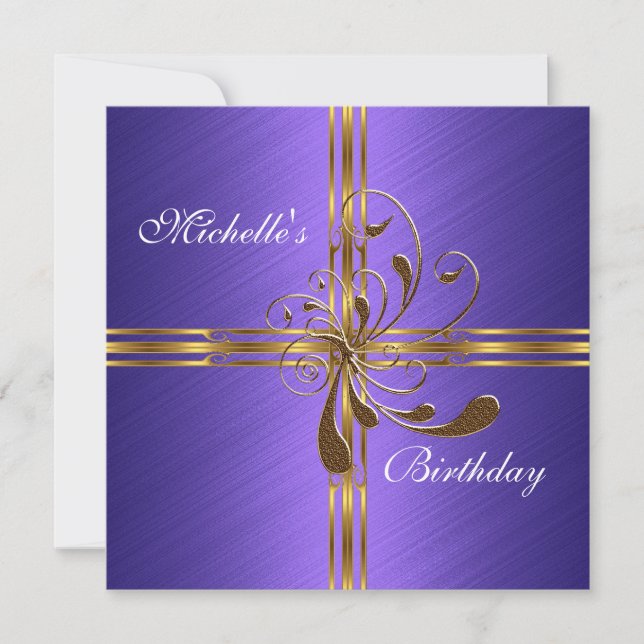 Invitation Purple & Gold Abstract (Front)