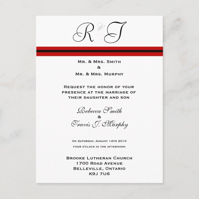 Invitation - Red & Black Line (Front)
