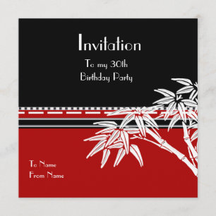 Invitation Red Black White Asian Bamboo TEST